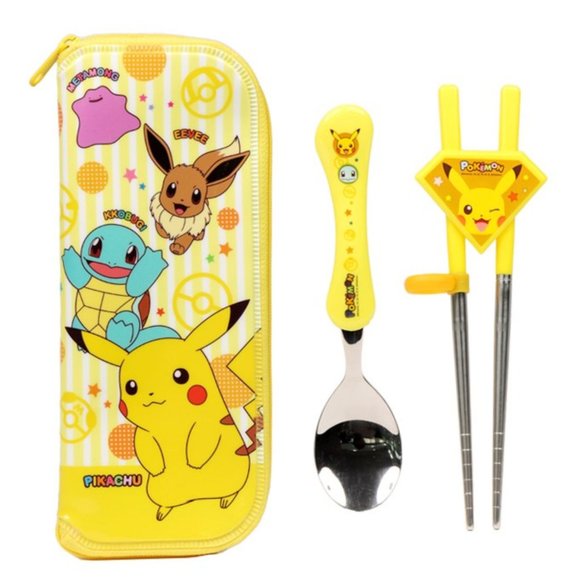 Pokemon Kids Learning Training Chopsticks Spoon Set with Case - Picture 1 of 6